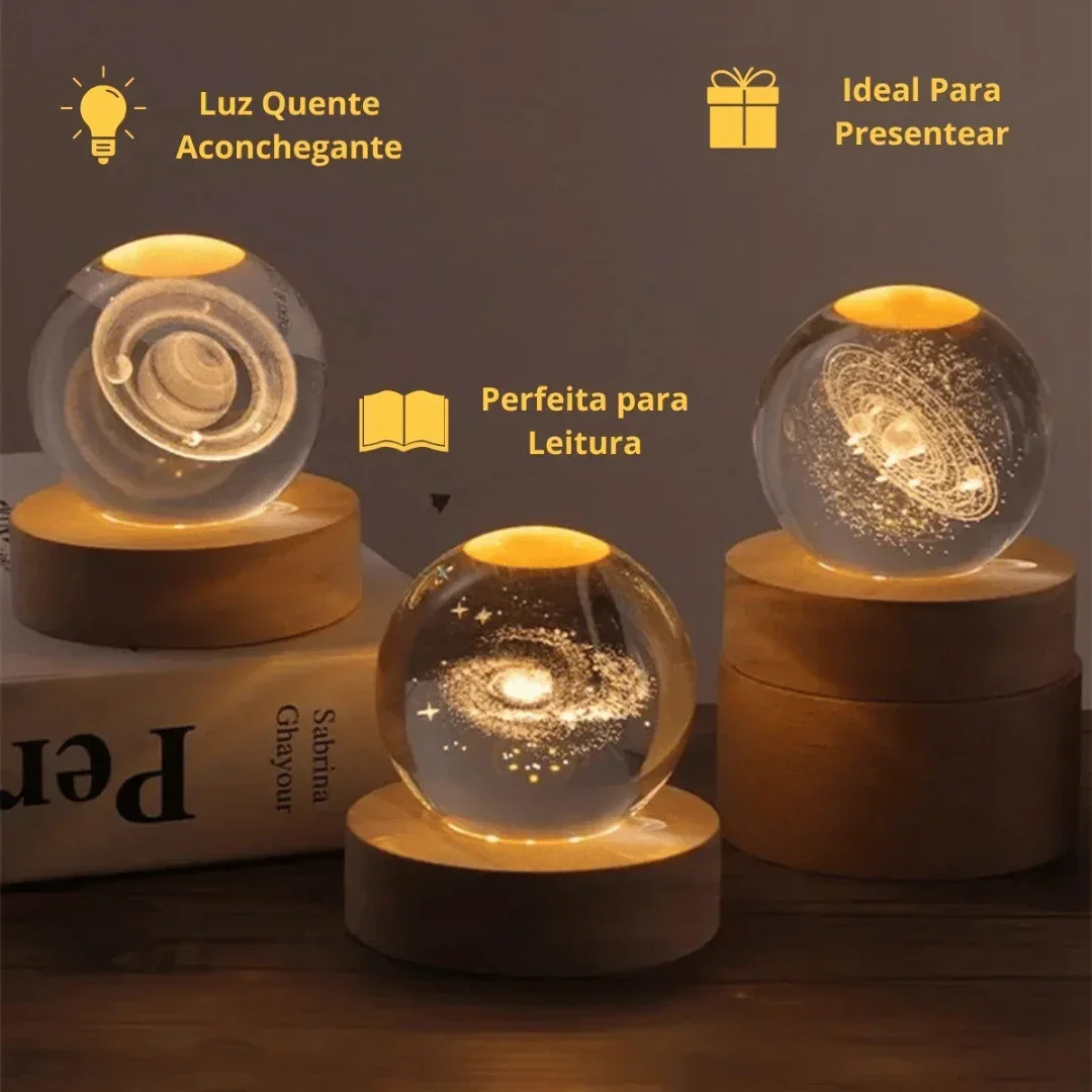 Luminária de Mesa Decorativa Sistema Solar 3D