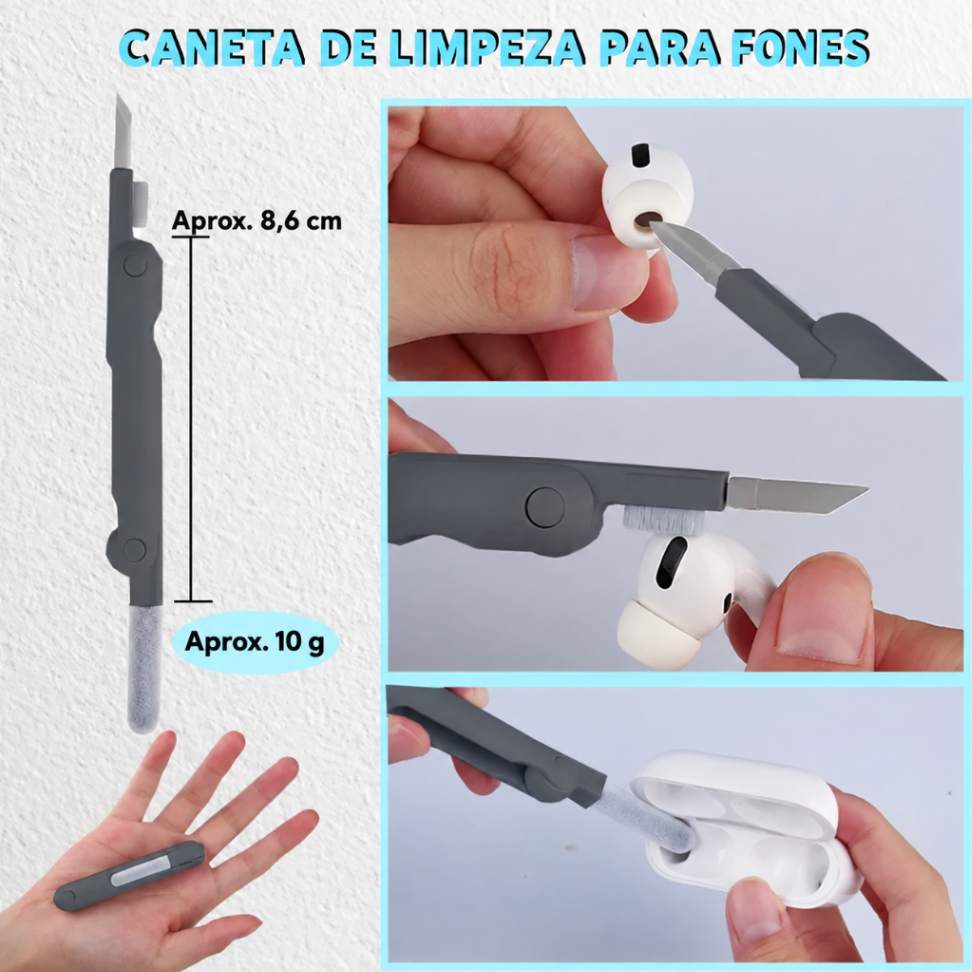 Caneta dobrável de limpeza para fones