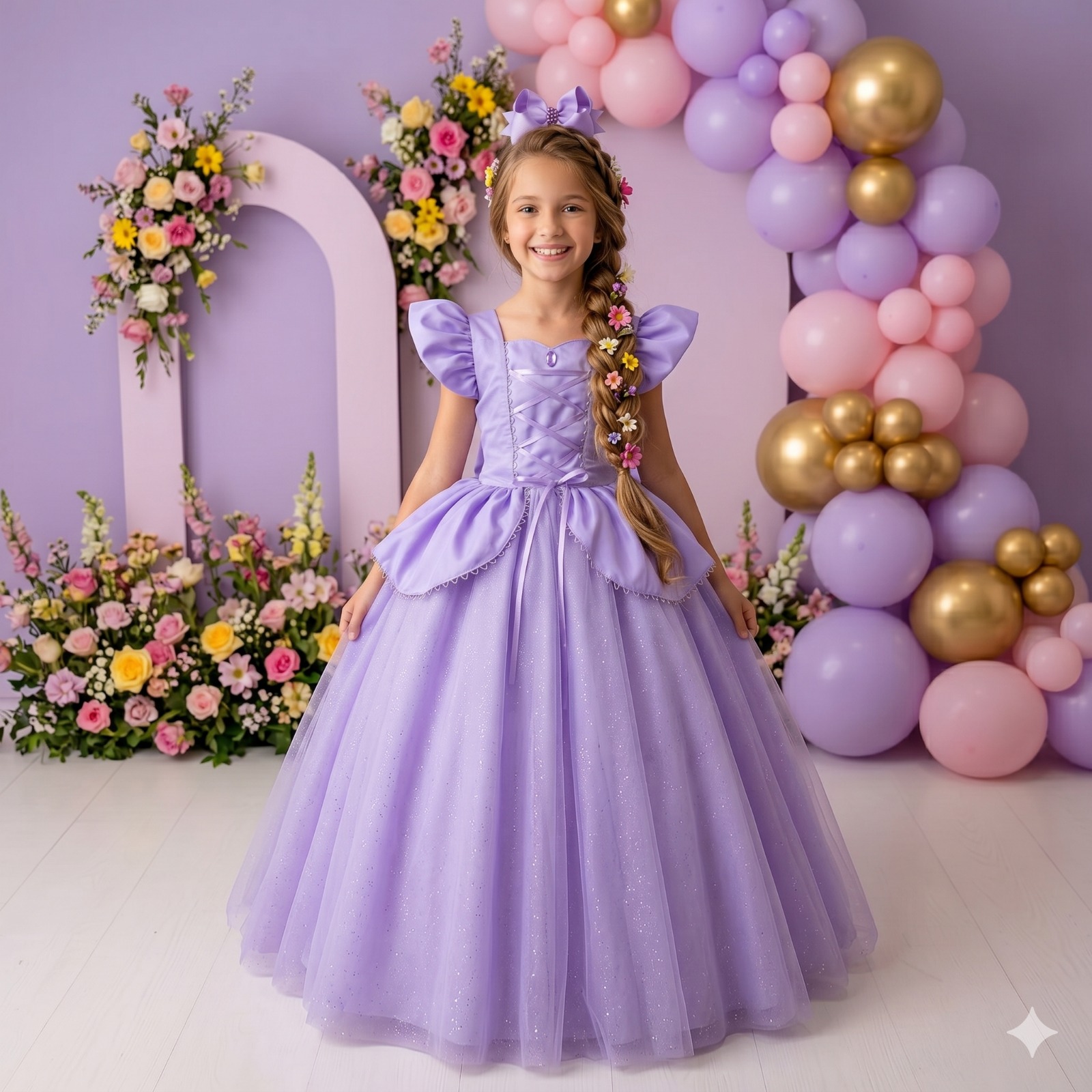 Fantasia/ Vestido Mini Miss Longo Princesa Lilas (FTVTMNMSLGRP)