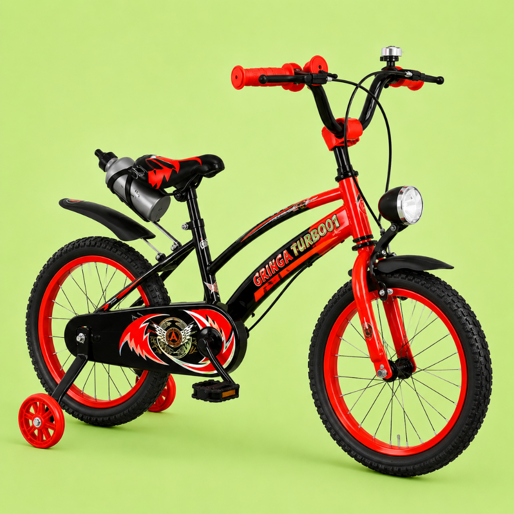 Bicicleta Infantil Aro 16 Old School Vermelho 4 a 8 Anos LED + Pneu Grosso + Farol + Rodinhas + Freio V-Brake Completa (P4915-VERMELHA)