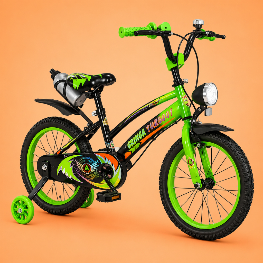 Bicicleta Infantil Aro 20 Old School Verde 9 a 12 Anos LED + Pneu Grosso + Farol + Rodinhas + Freio V-Brake Completa (P4916-VERDE)