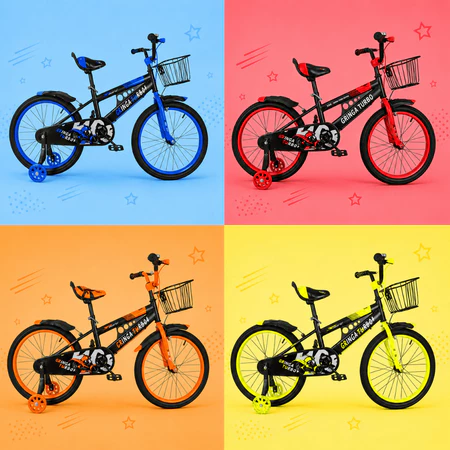 Bicicleta Infantil Menina Turbo Aro 16 LED + Rodinha LED + Freio V-Brake + Cestinha + Paralama Sport + Quadro Turbo (gringaturbo)