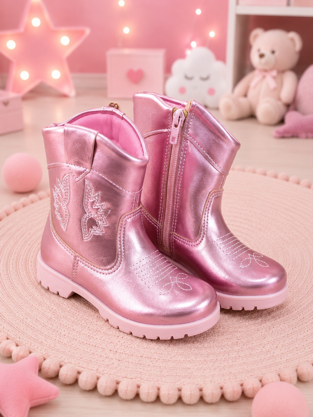 Bota/ Coturno Pitico Boiadeira Rosa Metalizado (BTCTPTBRSM)