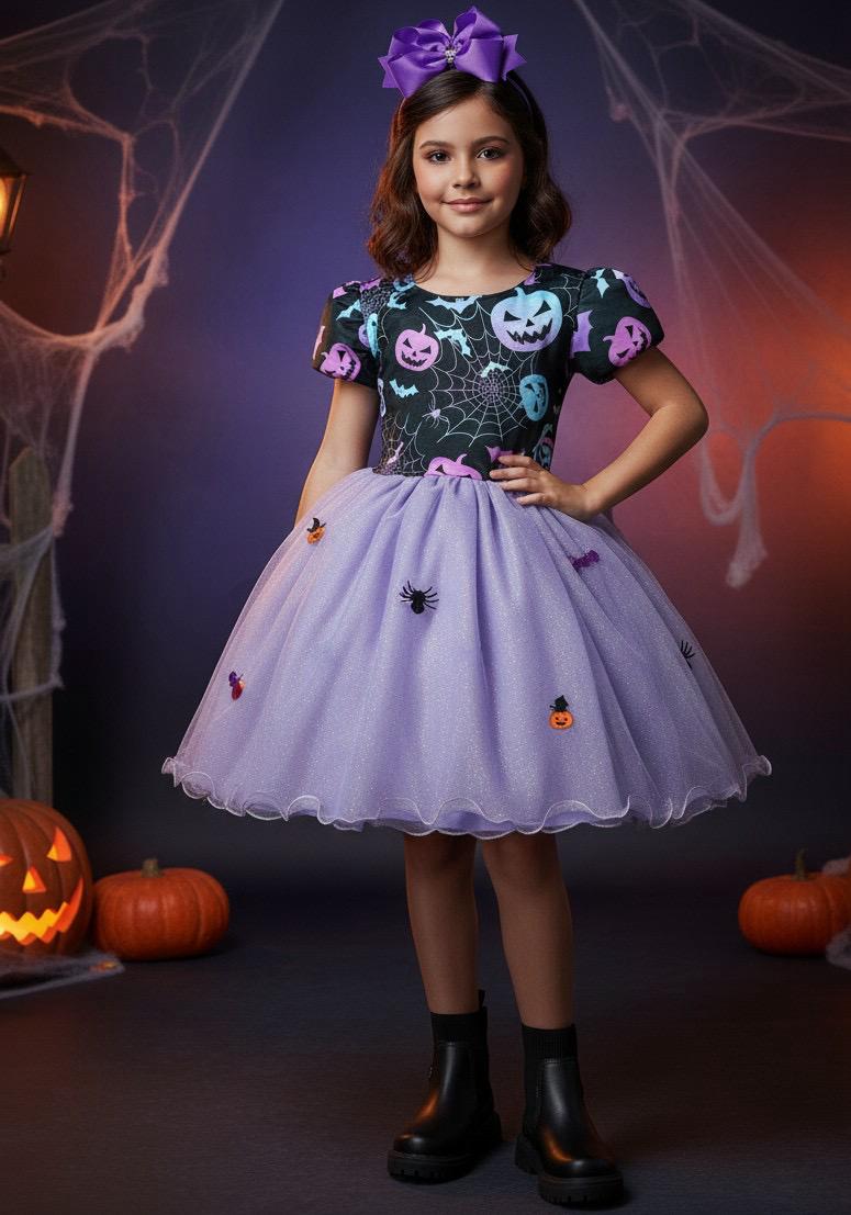 Vestido Fantasia Tematicos Kids Halloween Saia Lilas (VESTFTTMCKDSHLLWSALL)