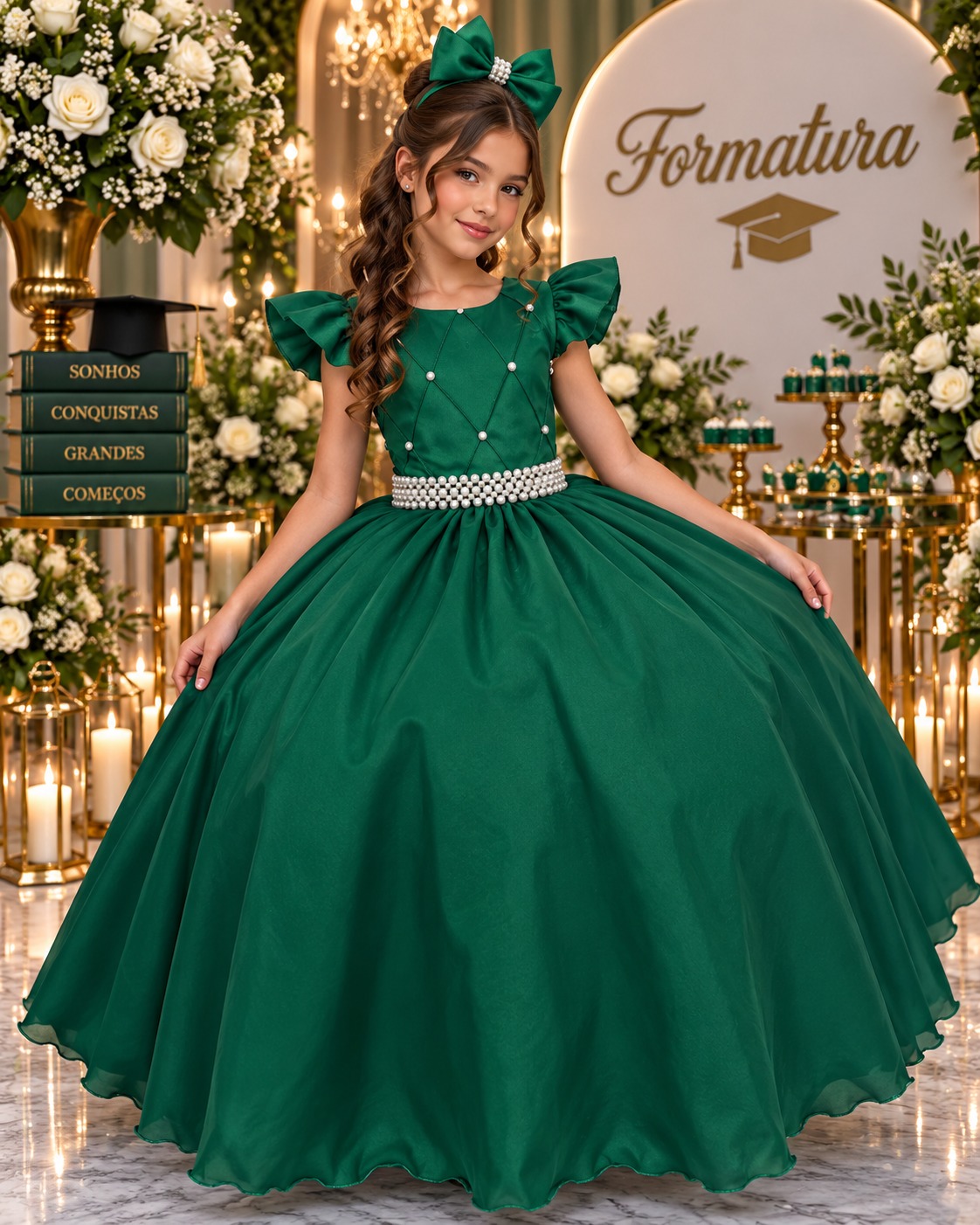 Vestido Ysa Kids Ariane Longo Verde Esmeralda (VESTYSKDIARNLGVRDEMRD)