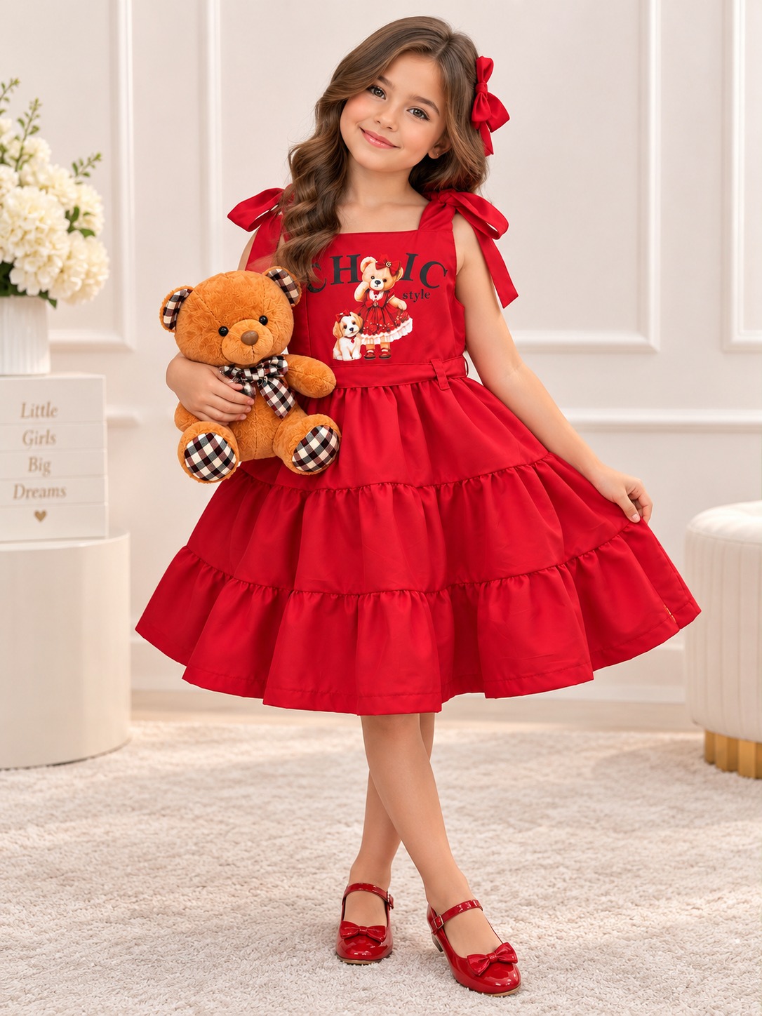 Vestido Blogueirinha Ursinho dos Sonhos Vermelho (VESTBGURSVRM)