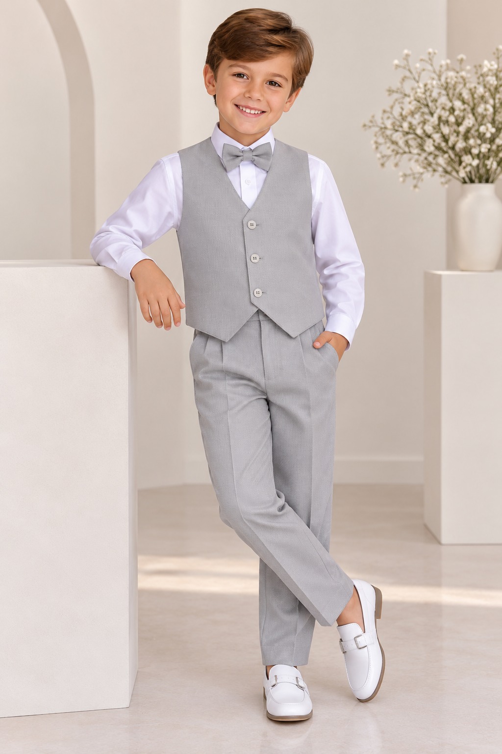 Conjunto Miss Cherry Social Leonardo Colete Cinza Claro (CONJMSSCHRRYCLTCNZCLR)