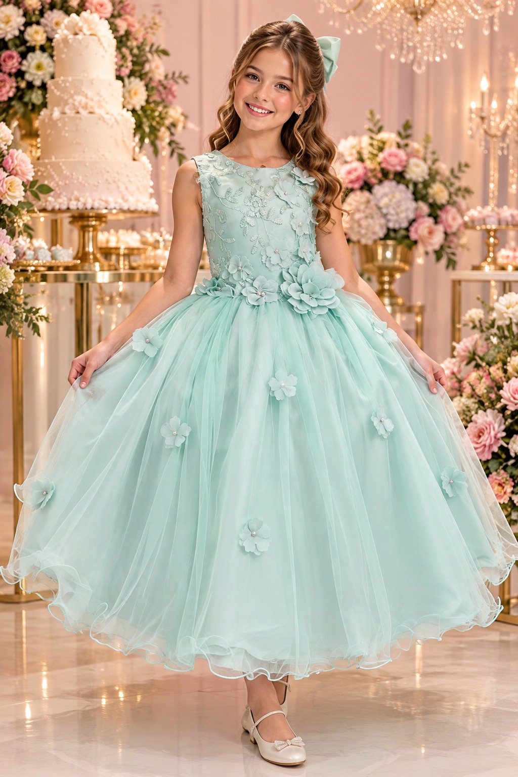 Vestido Juvenil Vila Lele Regata Flores Verde Menta (VESTVLRGFVRM)